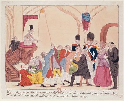 Caricature of the Way to Make Aristocratic Bishops and Priests Swear the Oath for the Civil Constitution on the Church by French School